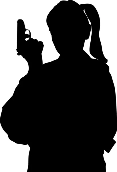 Chica con pistola — Vector de stock