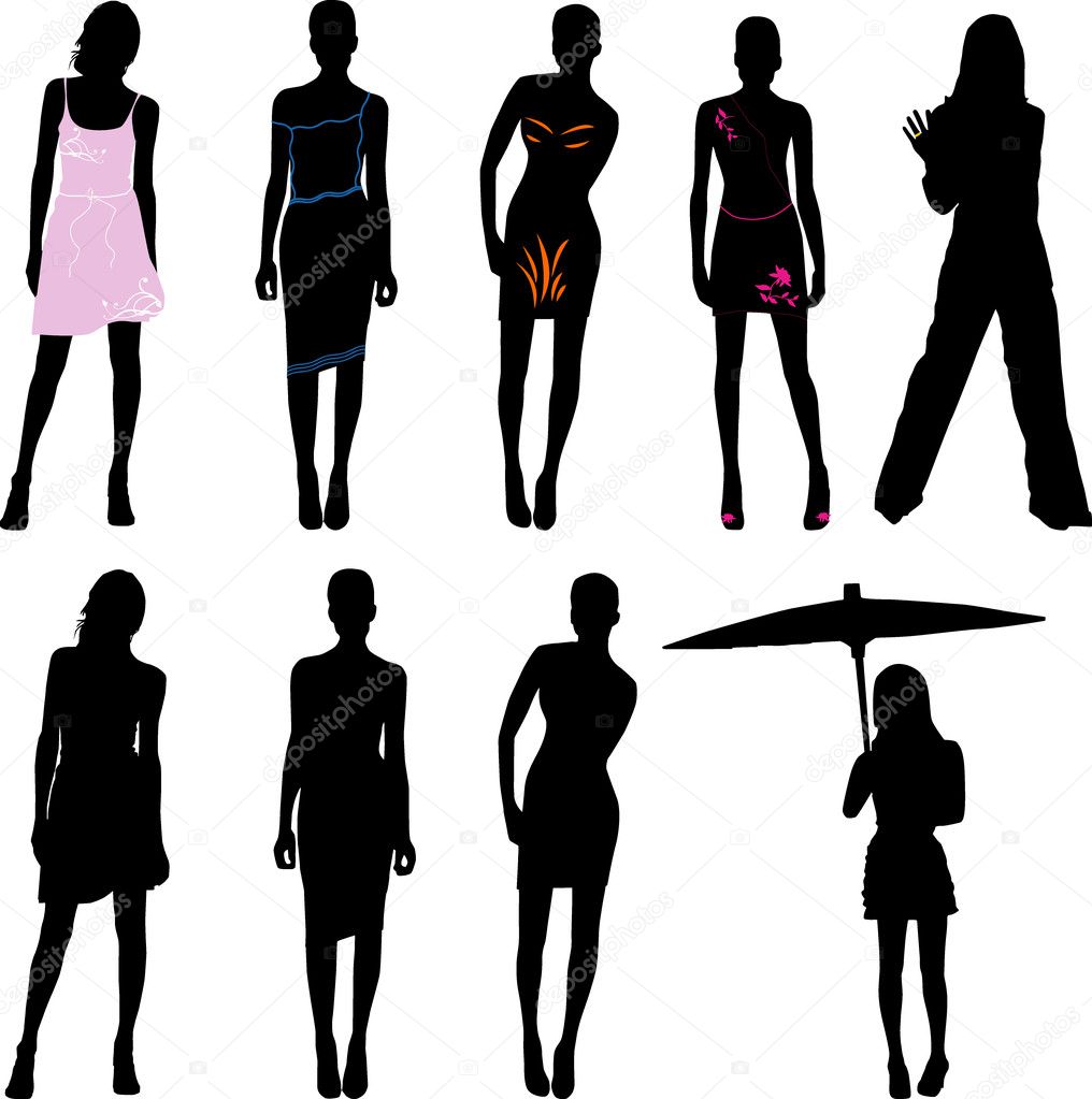 Silhouette fashion girls Stock Vector by ©sattva 3134312
