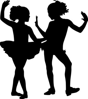 Silhouette happy children clipart