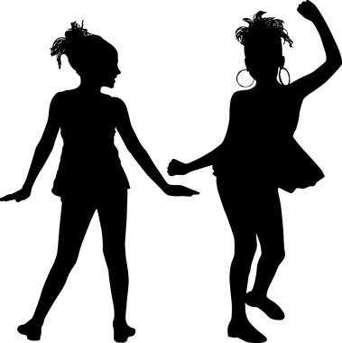 Silhouette happy children clipart