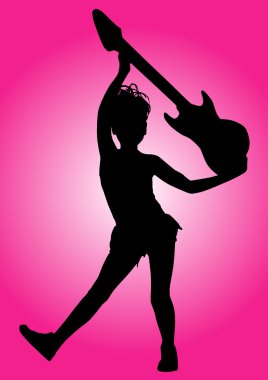 Silhouette musician children clipart