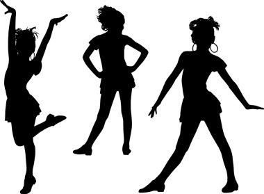 Silhouette happy children clipart