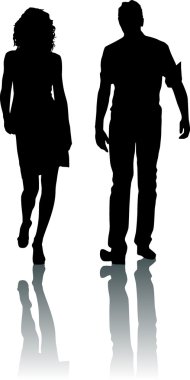 Silhouette fashion woman and man clipart