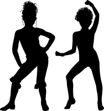 Silhouette happy children clipart