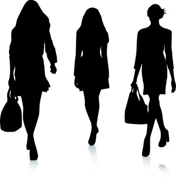 Silhouettes of fashion girls clipart