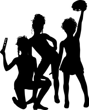 Musicians silhouette children clipart