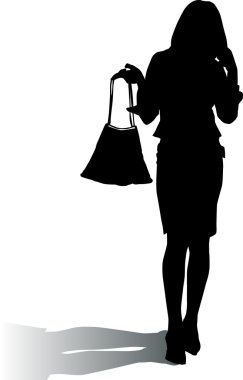 Silhouette woman with fashion handbag clipart