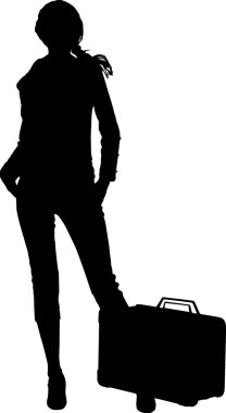 Silhouette travel woman clipart