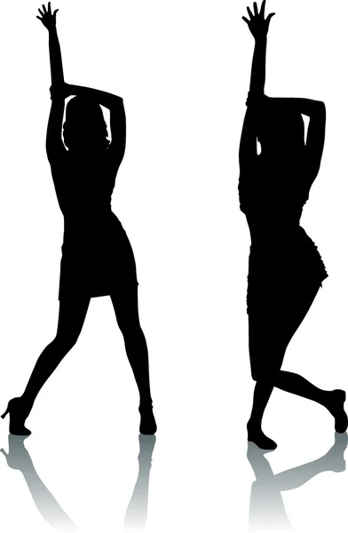 Silhouette women dance — Stock Vector