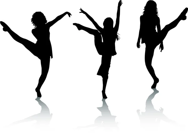 Silhouette Mädchen tanzen — Stockvektor
