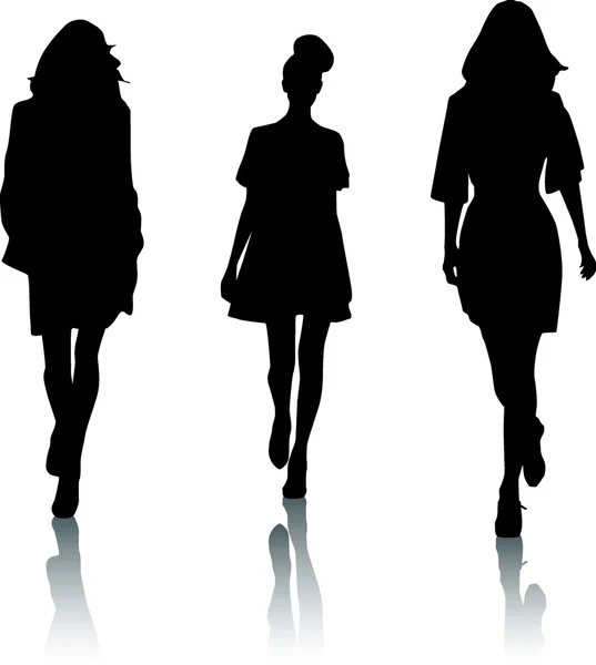 Silhouette di ragazze di moda — Vettoriale Stock