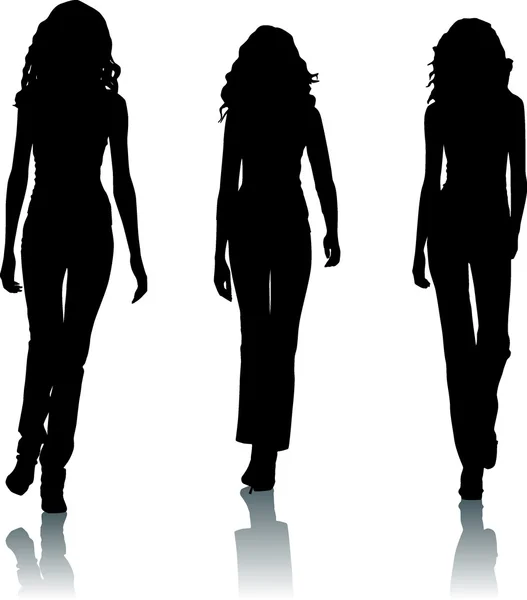 Silhouettes of fashion women — Stock Vector
