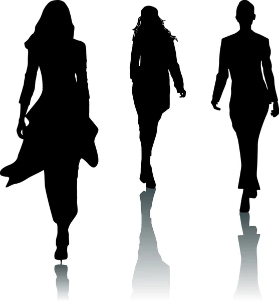 Silhouette di donne di moda — Vettoriale Stock