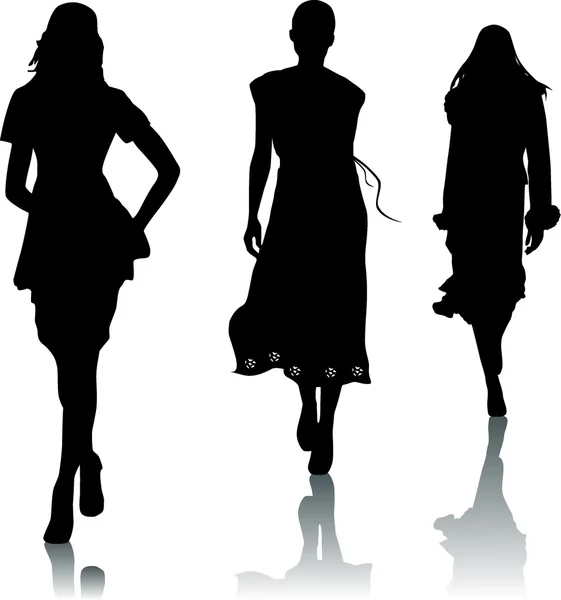 Silhouette di donne di moda — Vettoriale Stock
