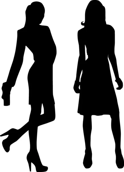 时尚女孩 silhouettes — 图库矢量图片