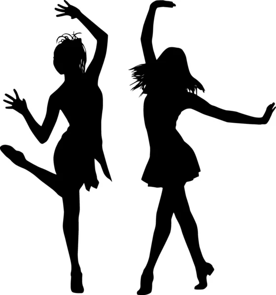 Silhouette Frauen tanzen — Stockvektor
