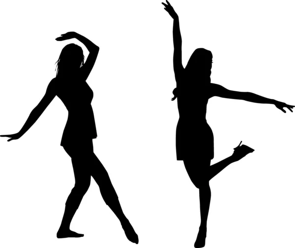 Siluet Kadınlar dans — Stok Vektör