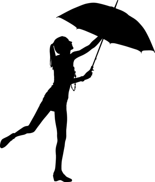 stock vector Silhouette girl whit umbrella