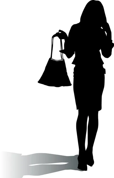 Silhouette donna con borsa moda — Vettoriale Stock