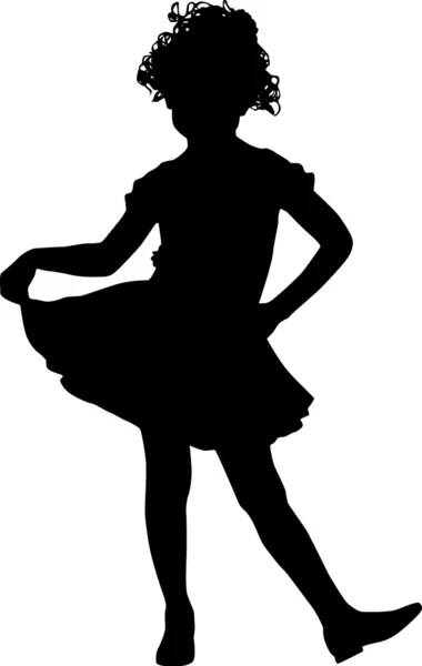 Happy silhouette small girl — Stock Vector