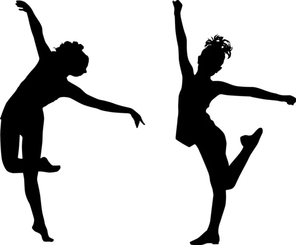 Τα παιδιά χορού σιλουέτα — Διανυσματικό Αρχείο