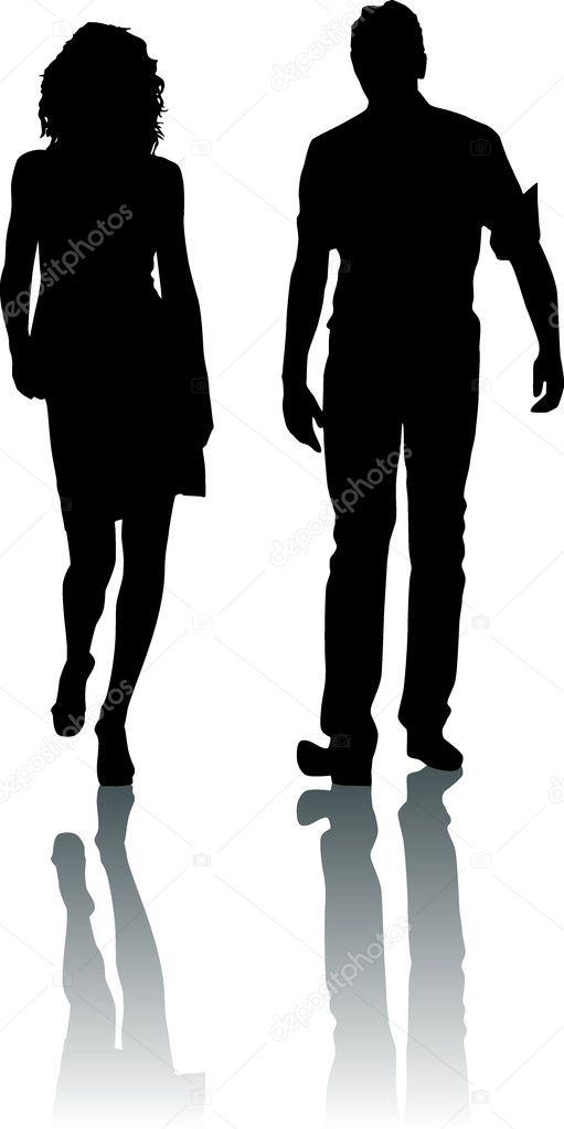 Silhouette fashion woman and man