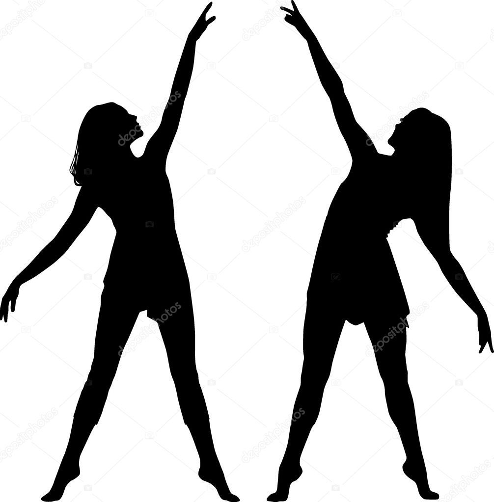 Silhouette women dance