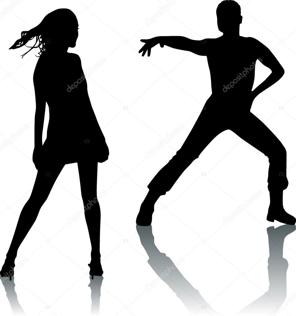 Silhouette Couple Dance — Stock Vector © Sattva 3150170