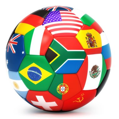 Dünya bayrakları ile futbol topu