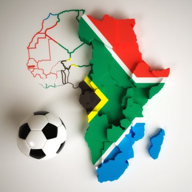 South African flag on African map clipart