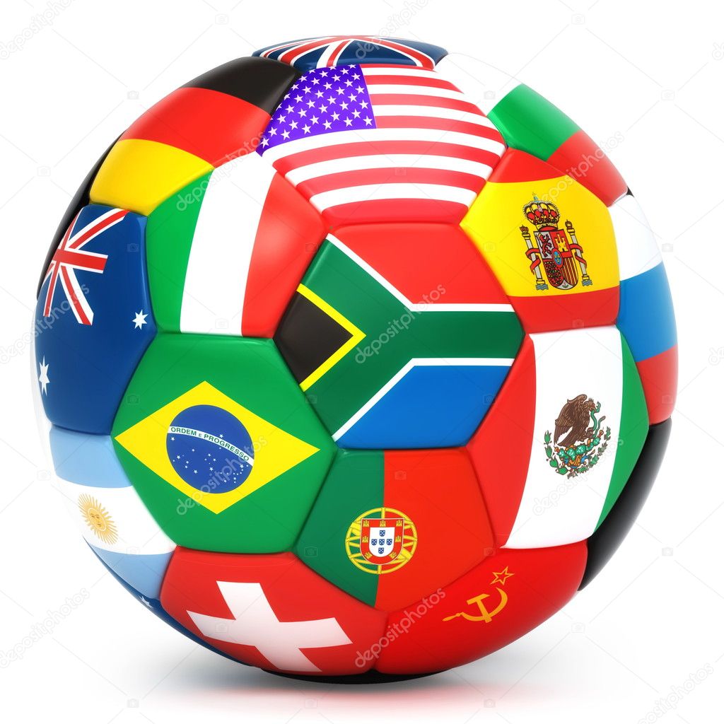 Soccer ball with world flags