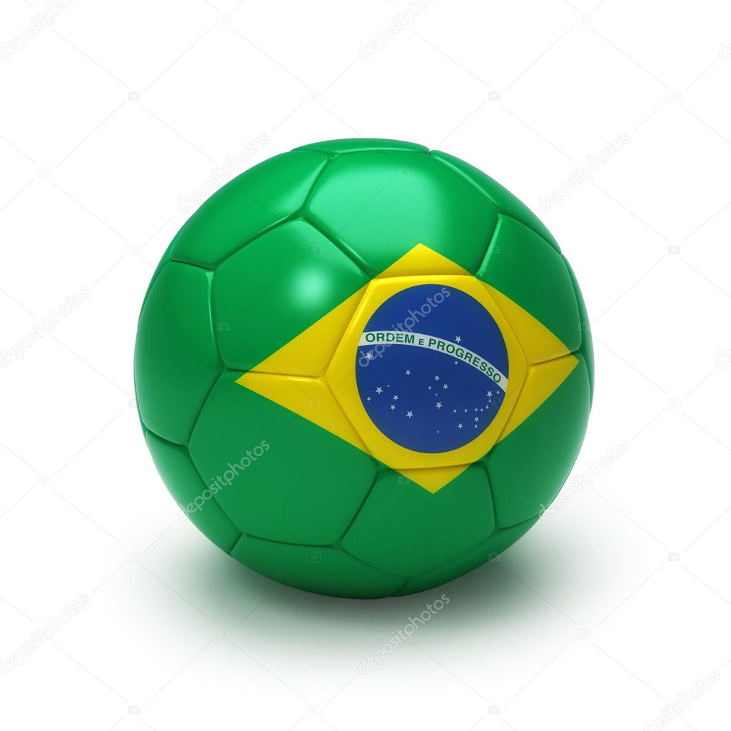3D soccer ball with brazil flag