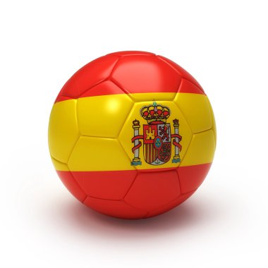 3D futbol topu ile İspanyol ekibi bayrağı