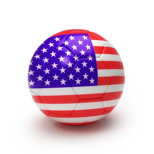 3D футбольний м'яч з прапором США команди — стокове фото