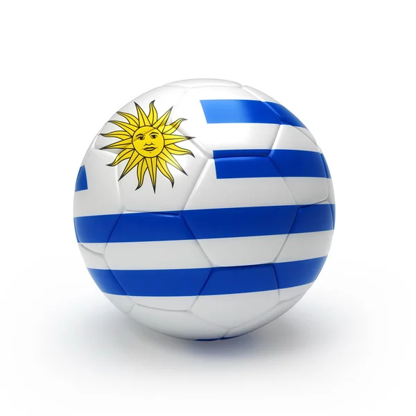 Pallone da calcio 3D con bandiera uruguaiana — Foto Stock