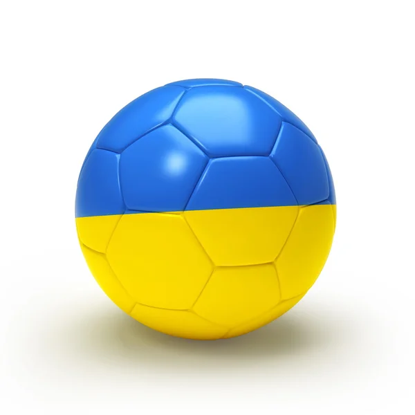 3D voetbal met Oekraïense vlag — Stockfoto