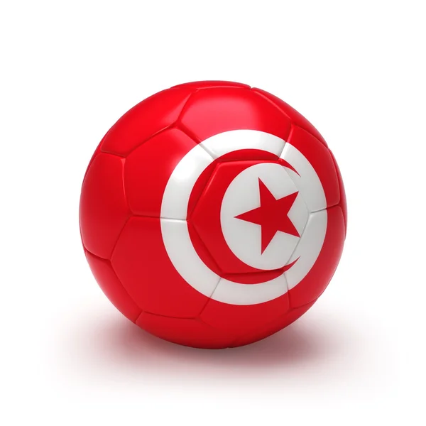 Pallone da calcio 3D con bandiera tunisina — Foto Stock