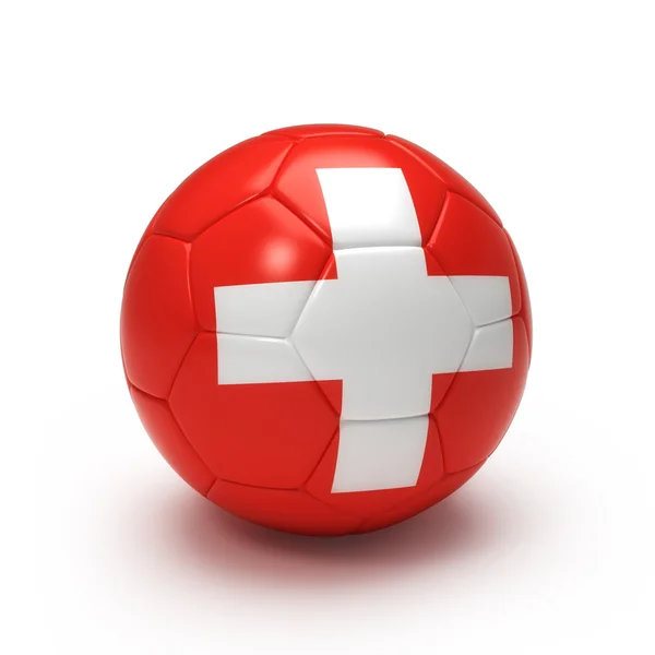 スイス連邦共和国のチームの旗 3 d サッカー ボール — ストック写真