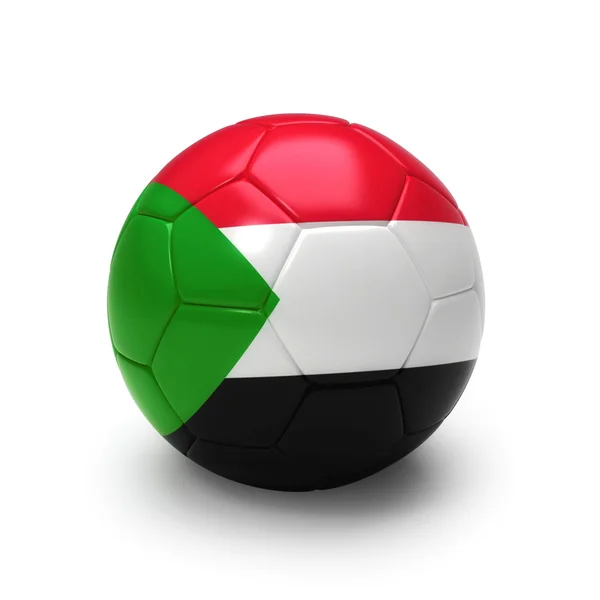 Pallone da calcio 3D con bandiera sudanese — Foto Stock