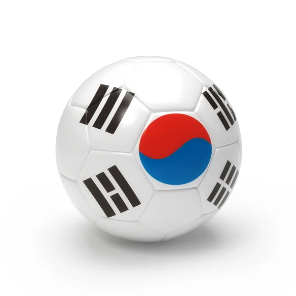 3D soccer ball with South Korean team flag — Stock Photo, Image