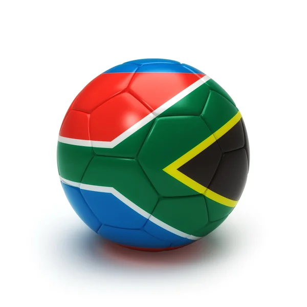 3D voetbal met Zuid-Afrikaanse vlag — Stockfoto