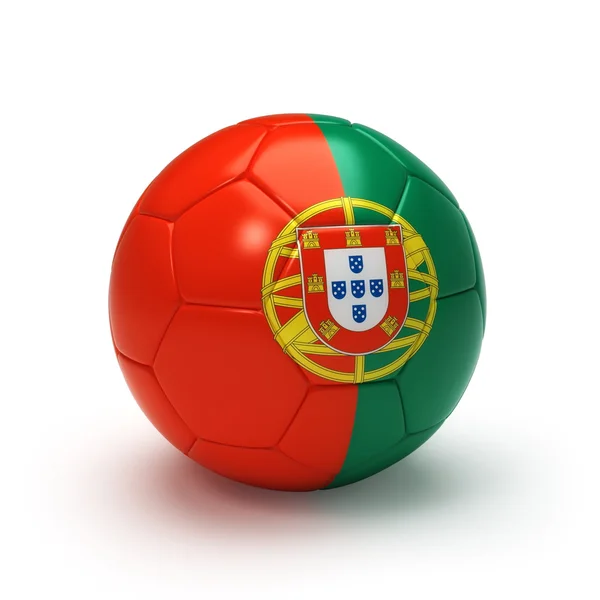 3D soccer ball with Portuguese flag — Stock Photo, Image