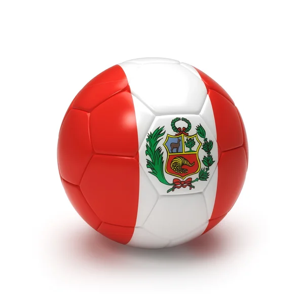 Pallone da calcio 3D con bandiera peruviana — Foto Stock