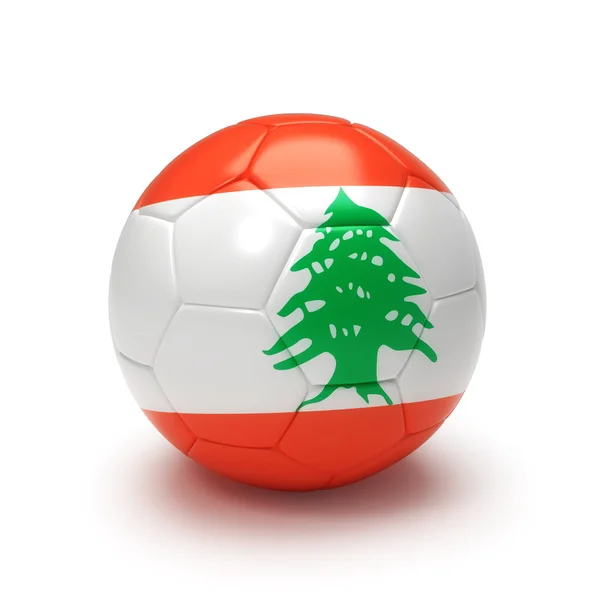 लेबनानी ध्वज के साथ 3 डी फुटबॉल गेंद — स्टॉक फ़ोटो, इमेज