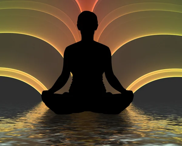 Meditating silhouette — Stock Photo, Image