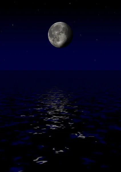 月亮在海面上 — 图库照片