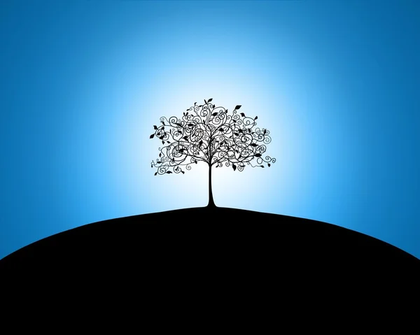 Träd på en kulle — Stockfoto