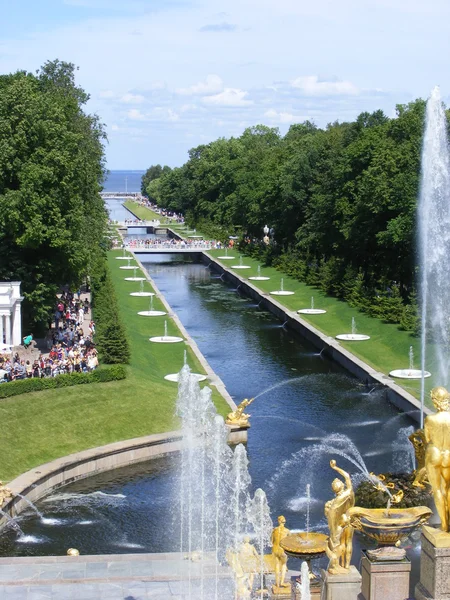 Peterhof Palace vista Imágenes de stock libres de derechos