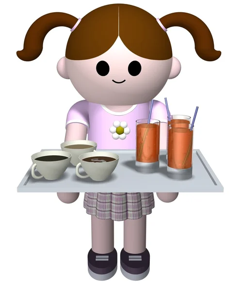 Girl serving drinks — Stock Photo, Image