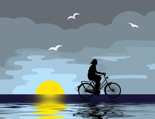 夕方の自転車に乗る — ストック写真
